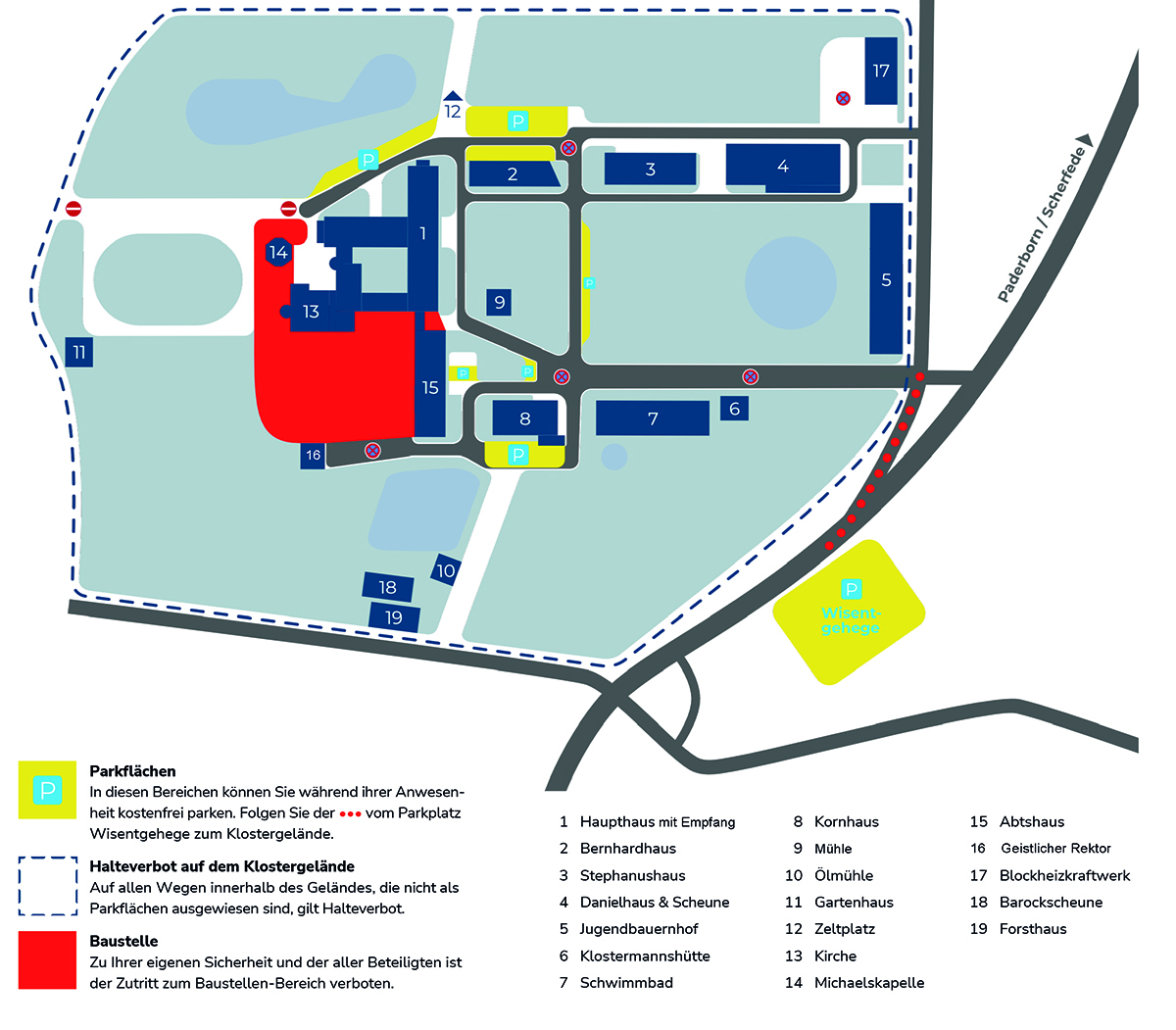 Lageplan während der Umbauphase